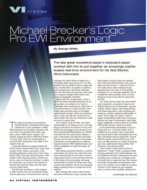 Michael Brecker's Logic Pro EWI Environment by George Whitty