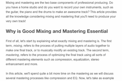 A Basic Guide to Mixing and Mastering