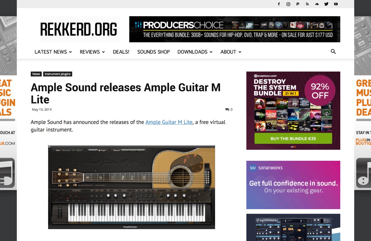 Ample Sound Ample Guitar M Lite free virtual guitar instrument