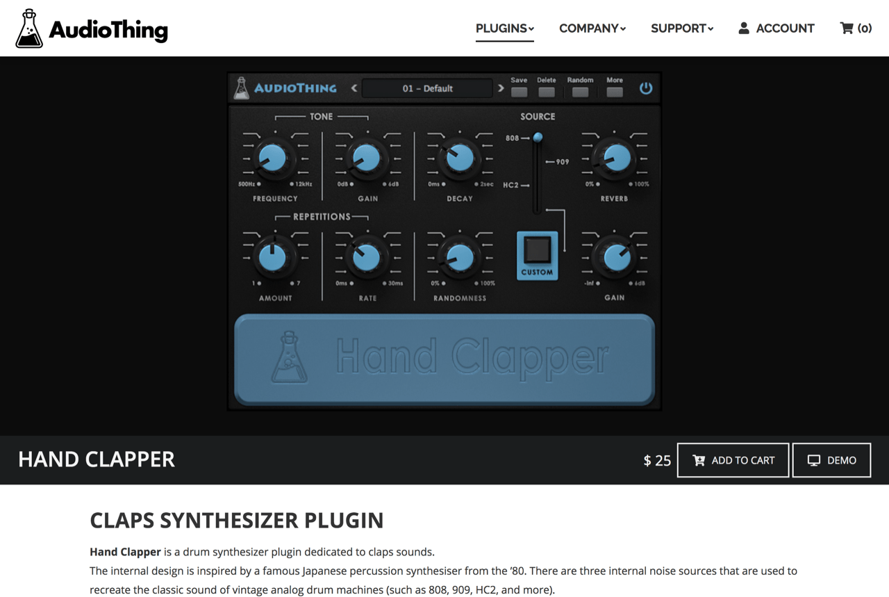 Hand Clapper - Drum Synthesizer Plugin (VST, AU, AAX) AudioThing