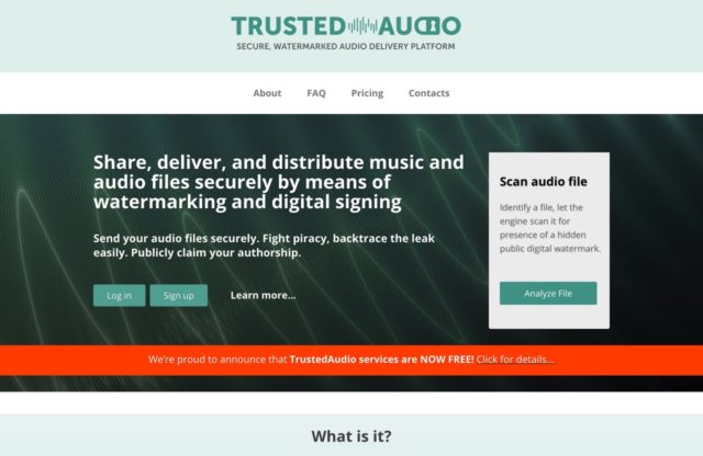 Secure, watermarked audio delivery platform | TrustedAudio.com