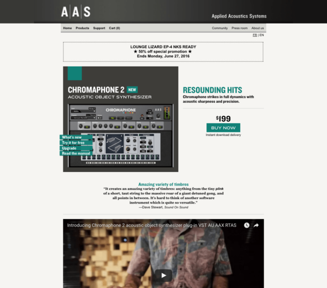 AAS Chromaphone 2 acoustic object synthesizer plug-in VST AU AAX RTAS