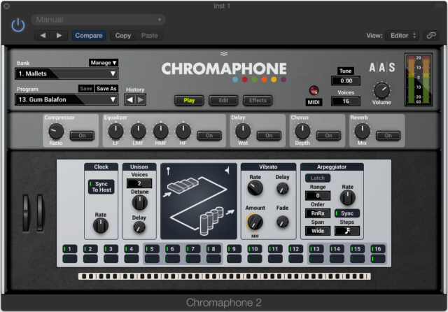 Chromaphone 2のPlay画面