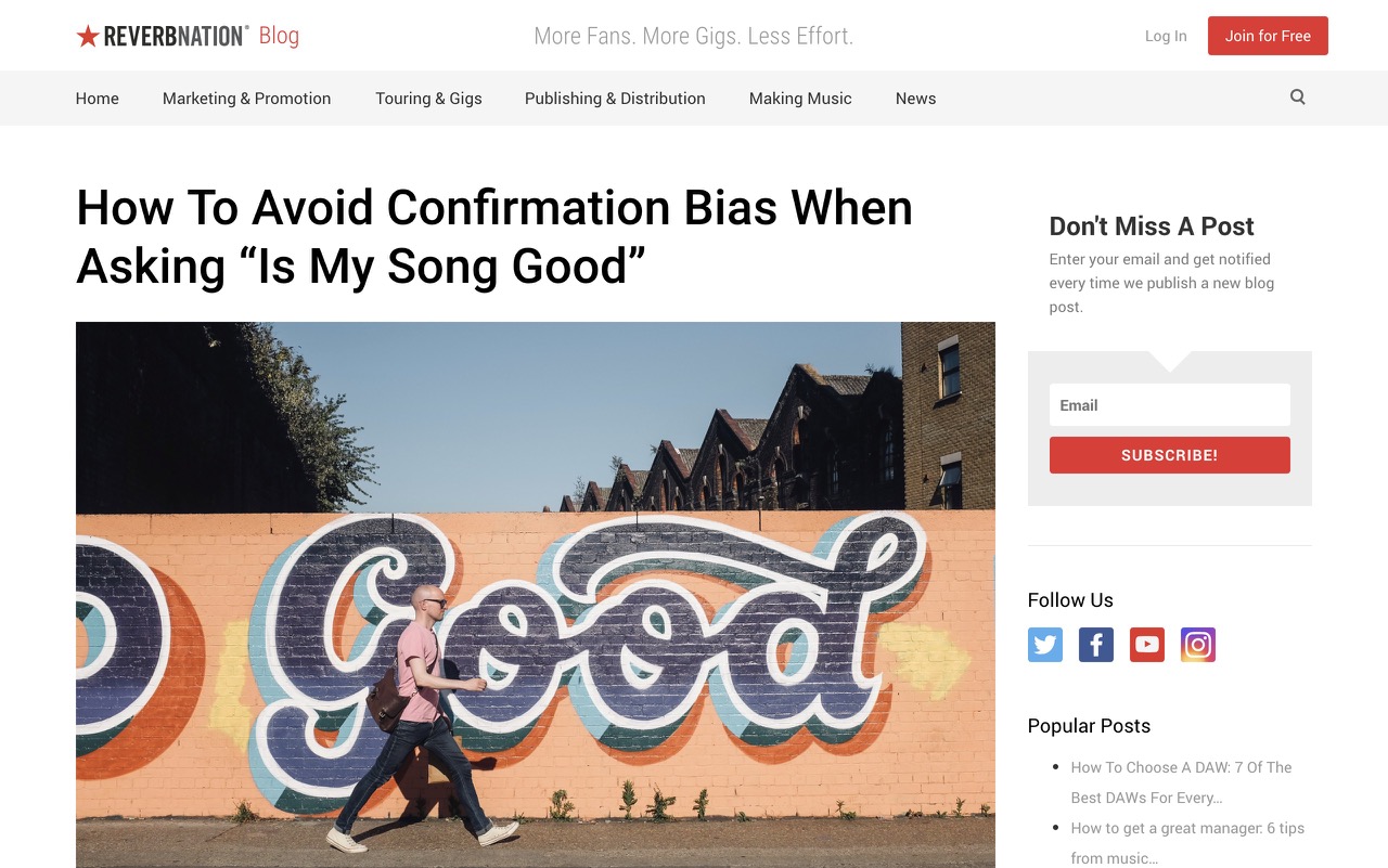 How To Avoid Confirmation Bias When Asking "Is My Song Good" | ReverbNation Blog