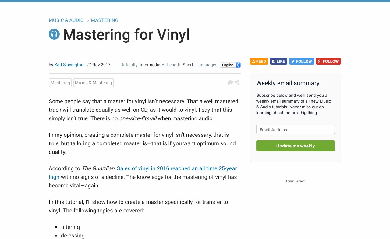 Mastering for Vinyl