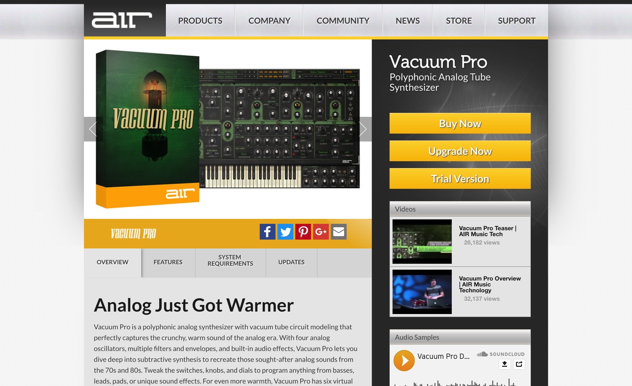 Vacuum Pro | AIR | Virtual Polyphonic Analog Tube Synthesizer