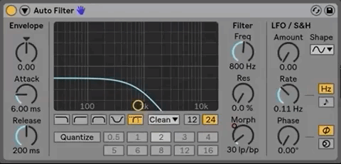 State Variable Filterの例（Ableton Live）
