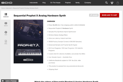 Sequential Prophet X True Analog Hardware Synth