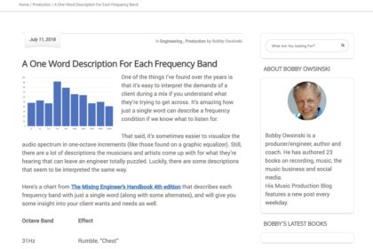 A One Word Description For Each Frequency Band - Bobby Owsinski&apos;s Music Production Blog