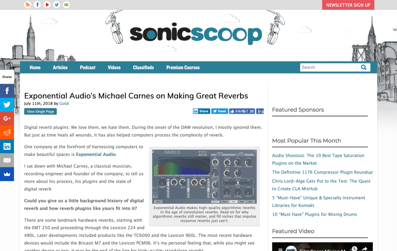 Exponential Audio's Michael Carnes on Making Great Reverbs — SonicScoop