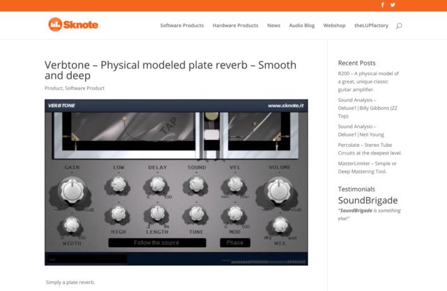 Verbtone – Physical modeled plate reverb – Smooth and deep | www.sknoteaudio.com