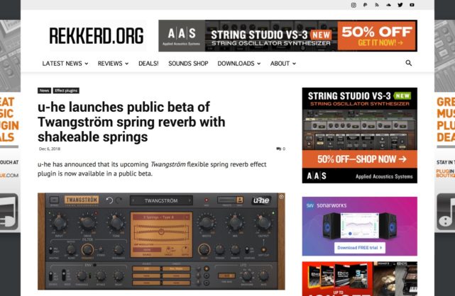 u-he launches public beta of Twangström spring reverb with shakeable springs
