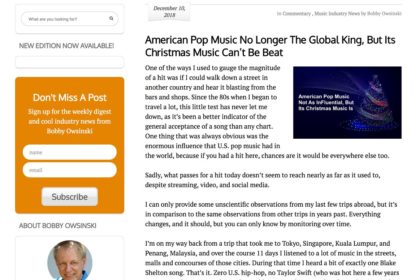 American Pop Music No Longer The Global King, But Its Christmas Music Can&apos;t Be Beat - Music 3.0 Music Industry Blog