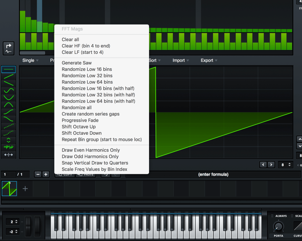 WavetableのFFT（Harmonics）編集画面にも幾らか補強が。