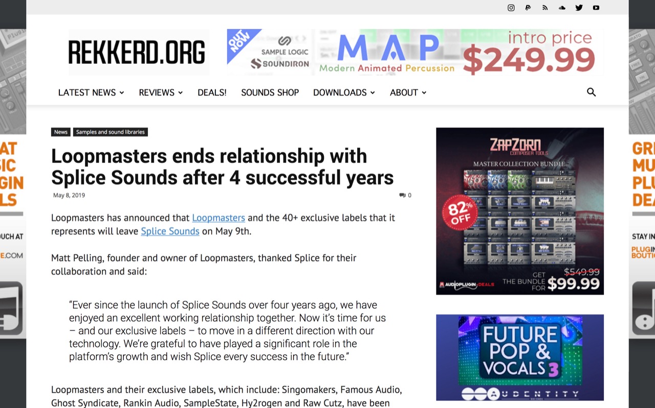 Loopmasters ends relationship with Splice Sounds after 4 successful years