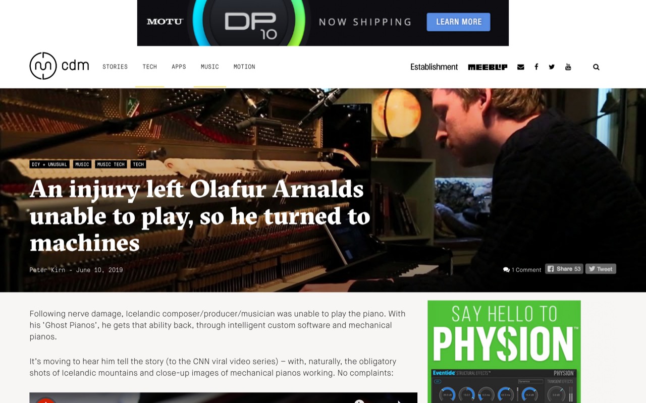 An injury left Olafur Arnalds unable to play, so he turned to machines - CDM Create Digital Music