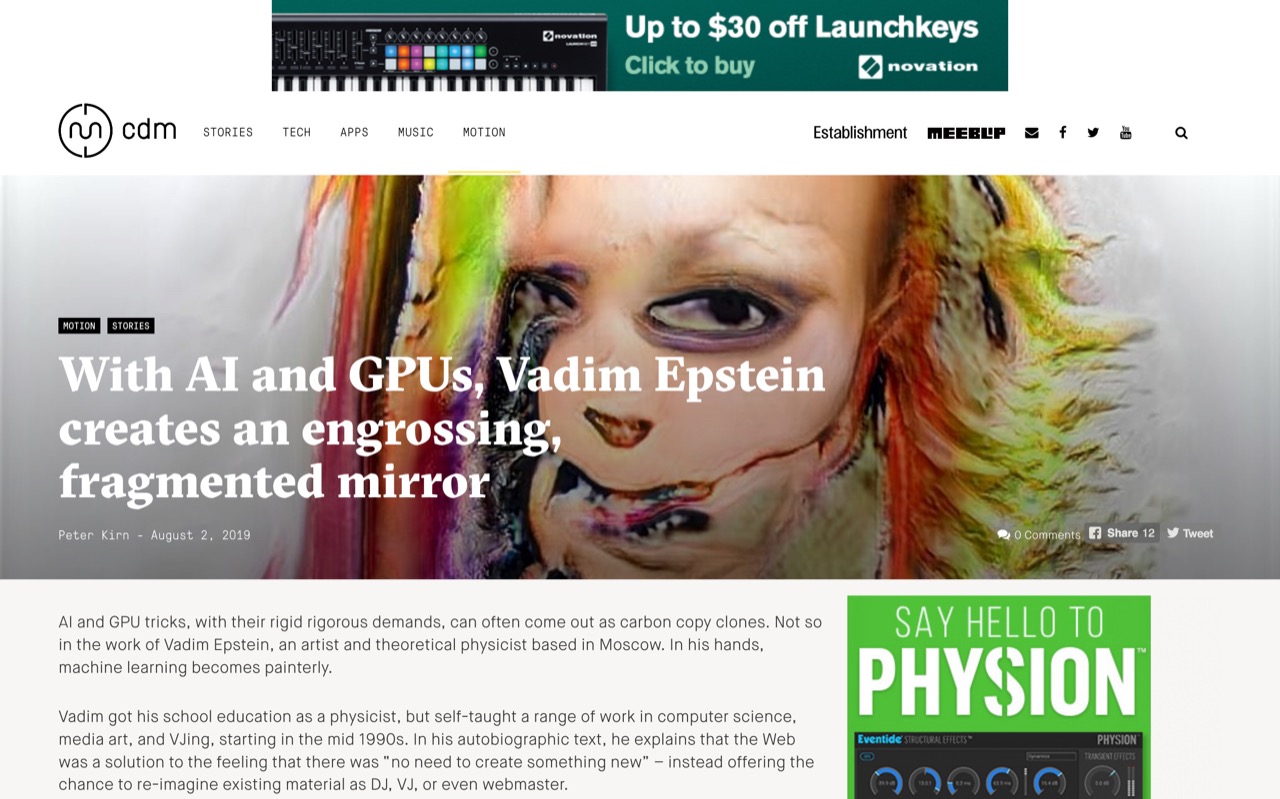 With AI and GPUs, Vadim Epstein creates an engrossing, fragmented mirror - CDM Create Digital Music