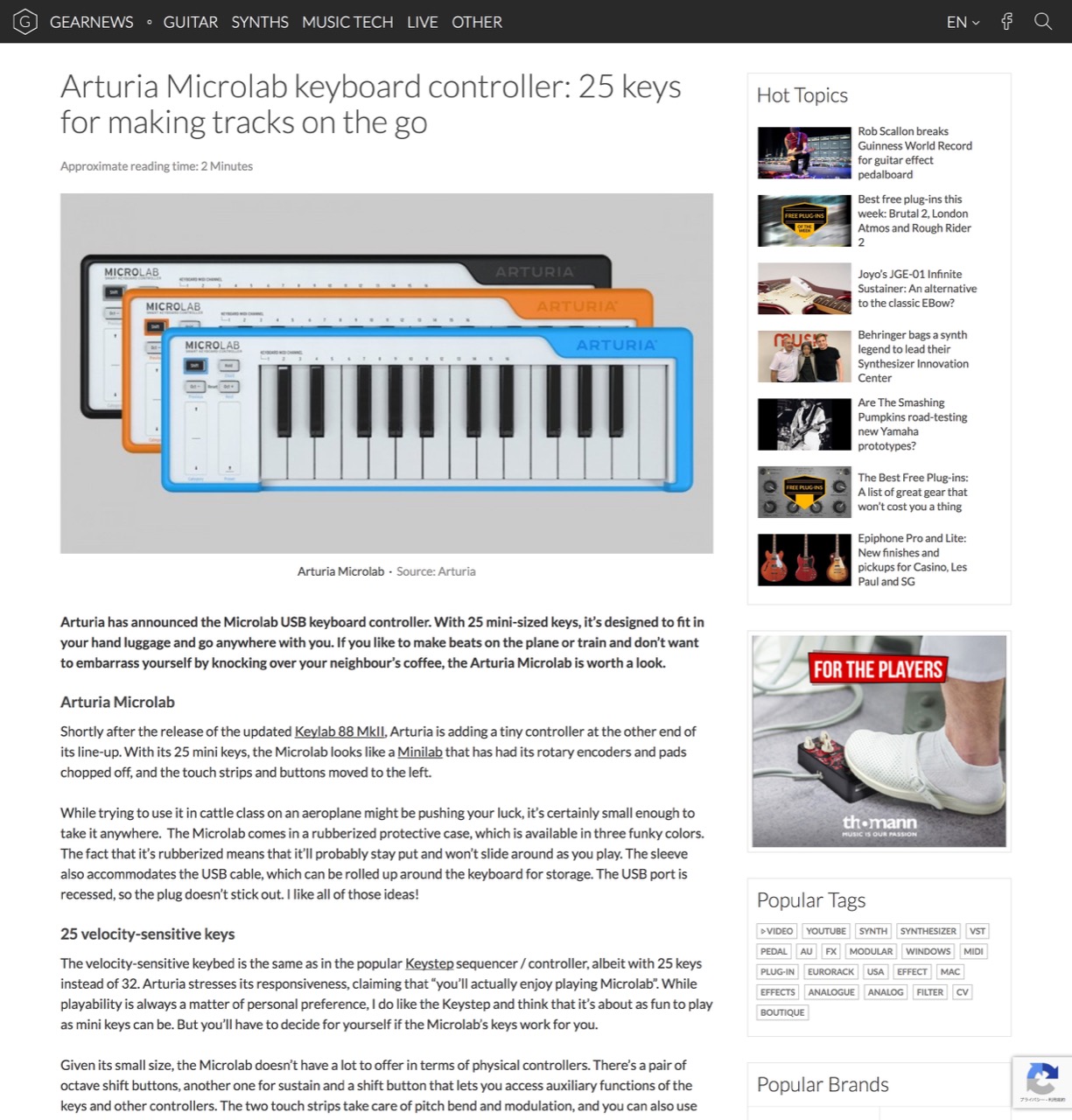 Arturia Microlab keyboard controller: 25 keys for making tracks on the go - gearnews.com