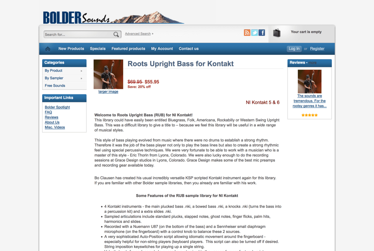 Roots Upright Bass for Kontakt [Kontakt 5+] - $55.95 : Bolder Sounds, Creative Sampler Libraries Since 1990