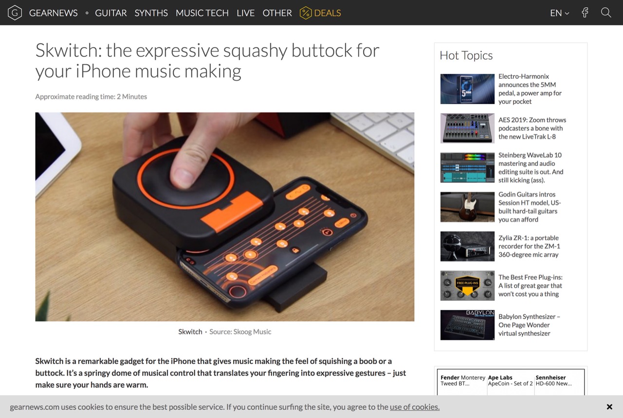 Skwitch: the expressive squashy buttock for your iPhone music making - gearnews.com