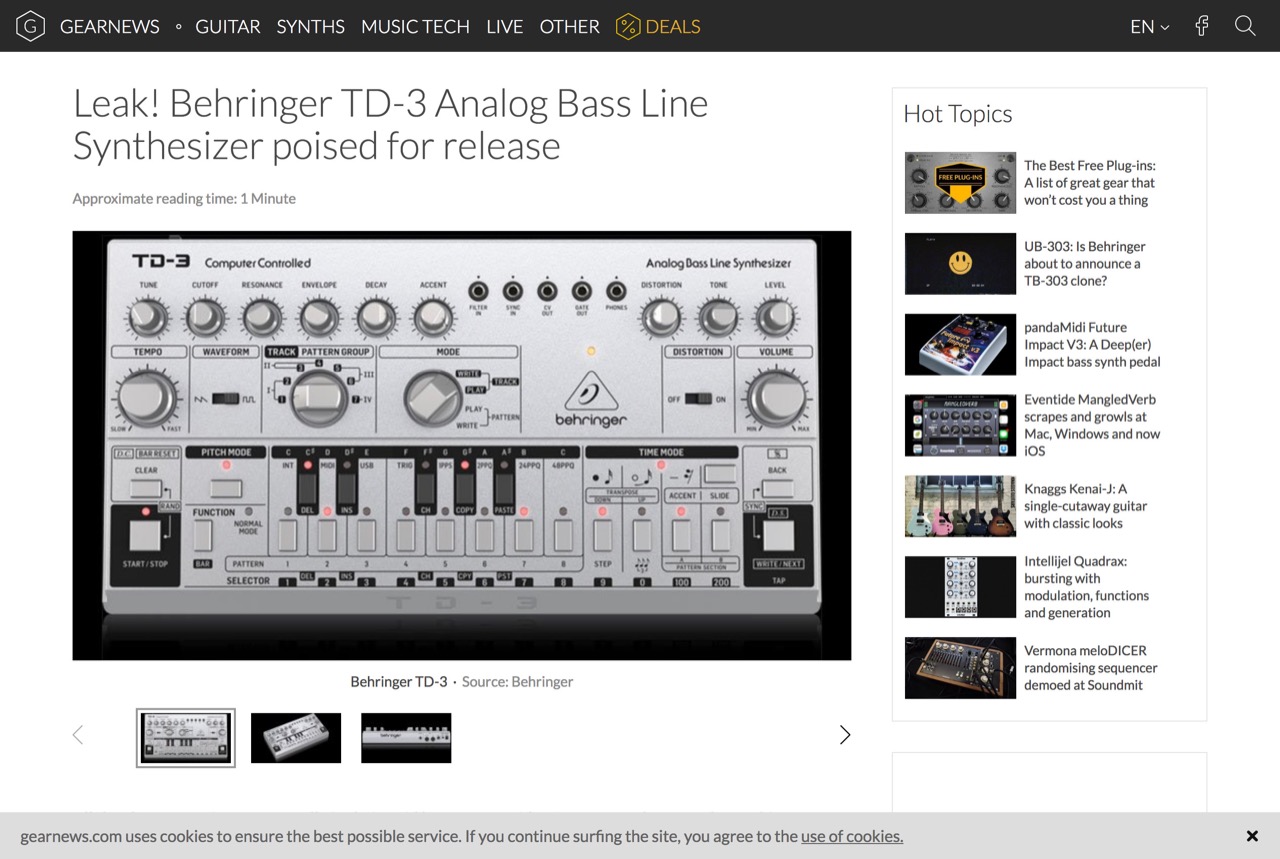 Leak! Behringer TD-3 Analog Bass Line Synthesizer poised for release - gearnews.com