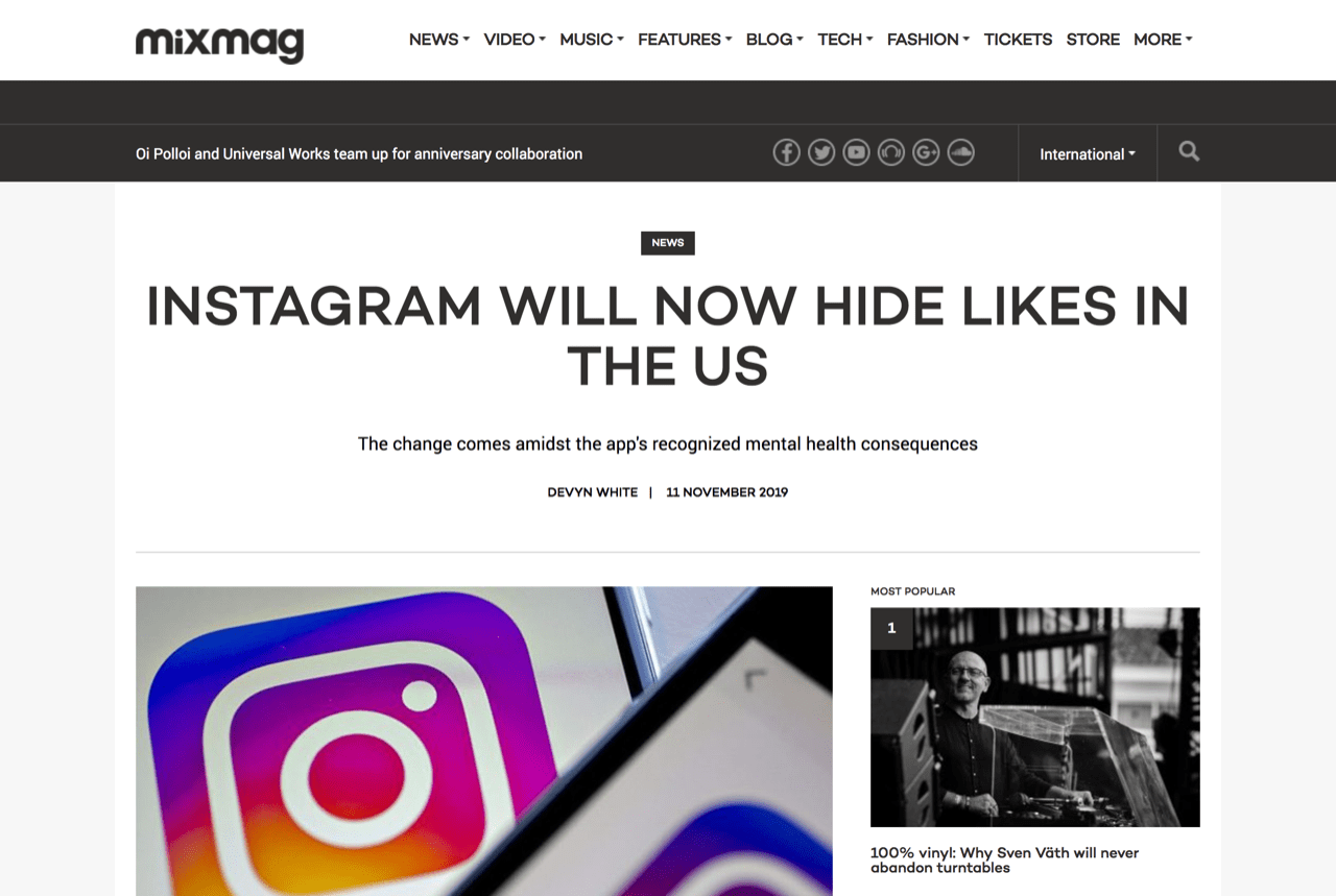 Instagram will now hide likes in the US - News - Mixmag
