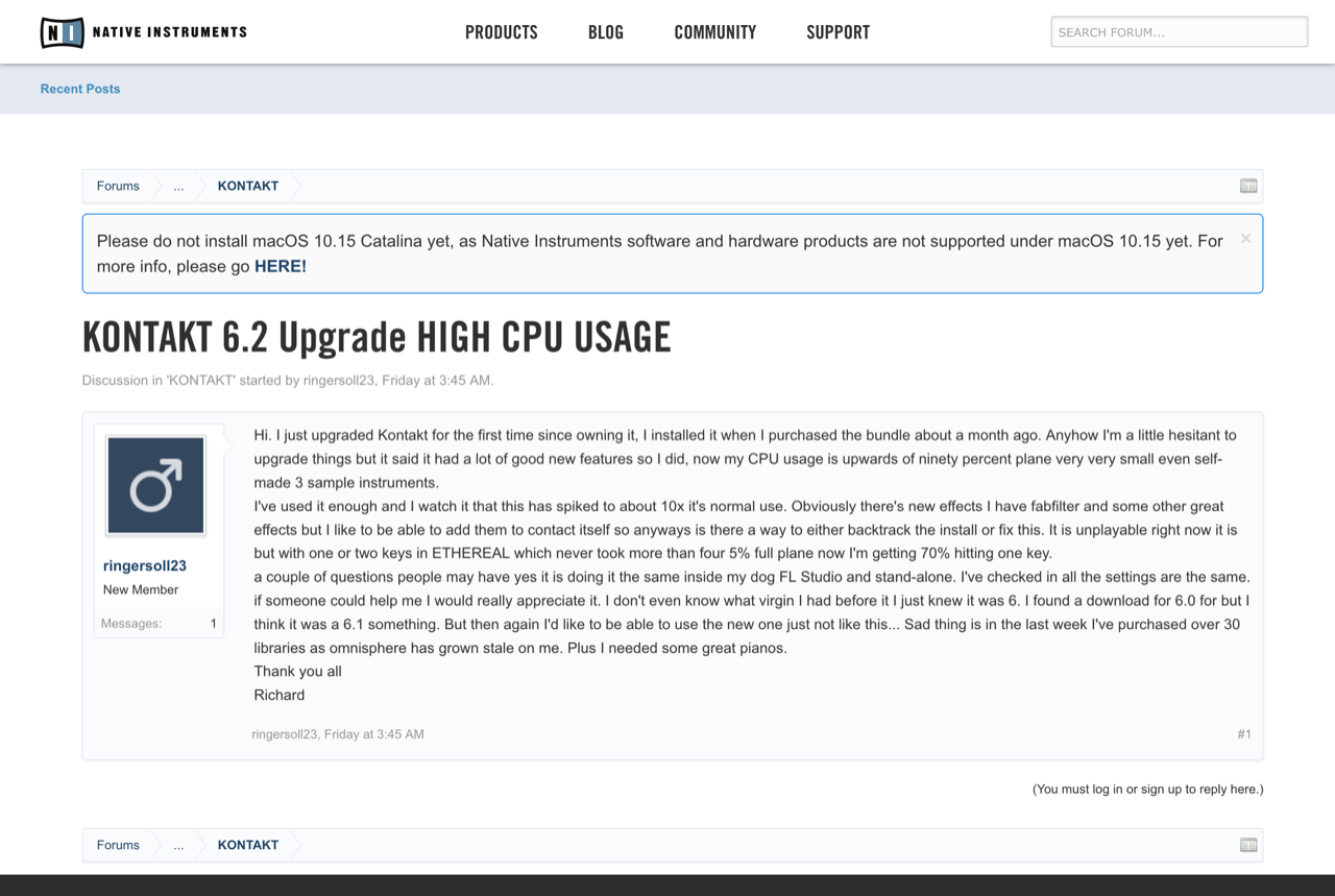 KONTAKT 6.2 Upgrade HIGH CPU USAGE | NI Community Forum
