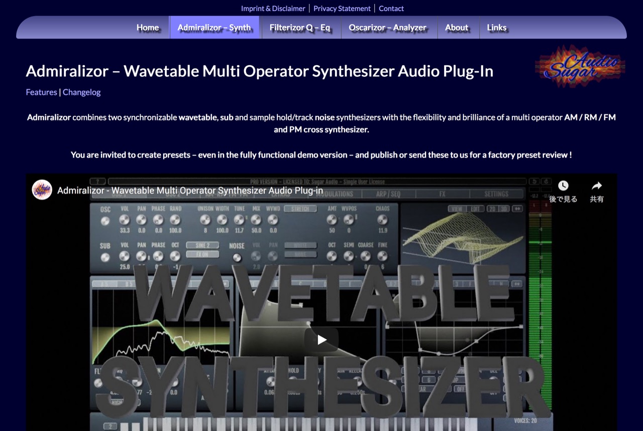 Admiralizor – Wavetable Multi Operator Synthesizer Audio Plug-In | Sugar Audio