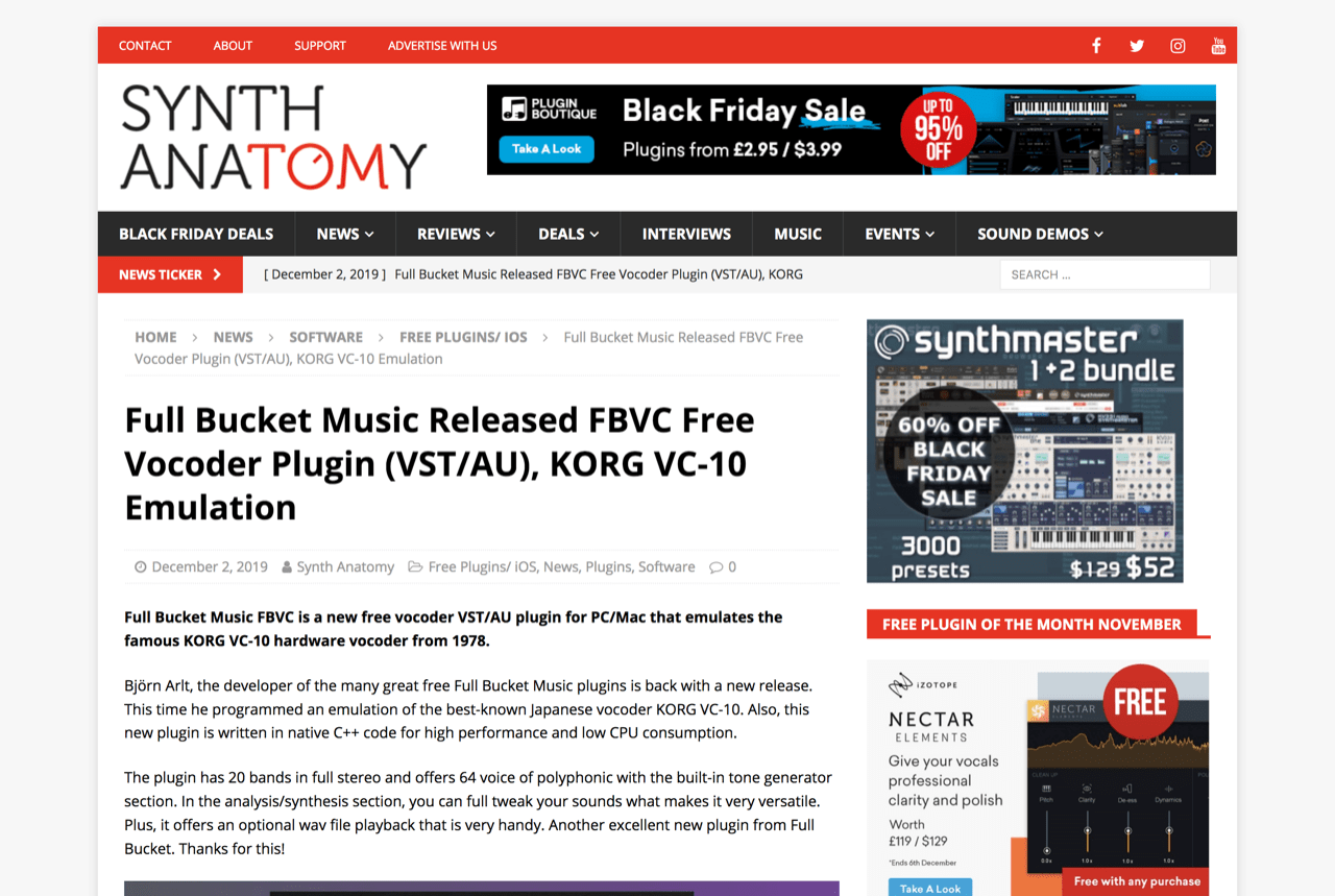 Full Bucket Music FBVC Is A Free KORG VC-10 Emulation VST/AU Plugin