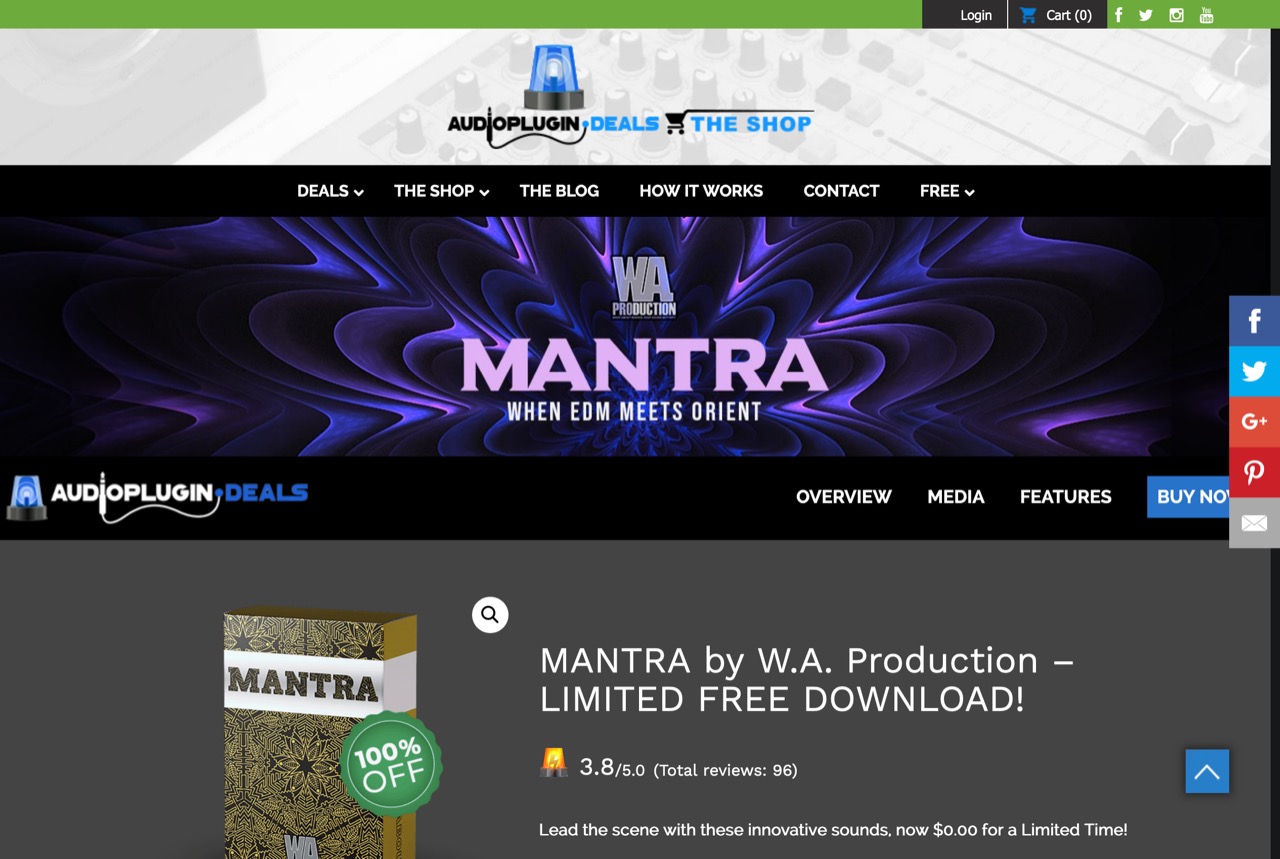 LIMITED FREE DOWNLOAD - MANTRA by W.A. Production - Audio Plugin Deals