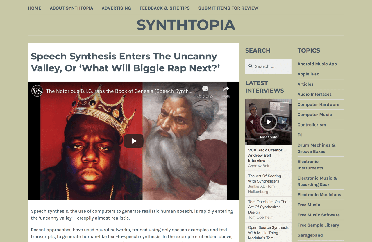 Speech Synthesis Enters The Uncanny Valley, Or ‘What Will Biggie Rap Next?’ – Synthtopia