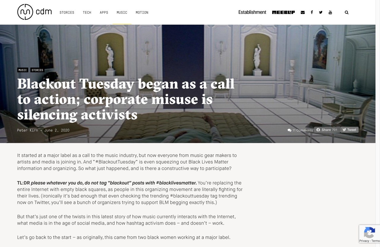 Blackout Tuesday began as a call to action; corporate misuse is silencing activists - CDM Create Digital Music