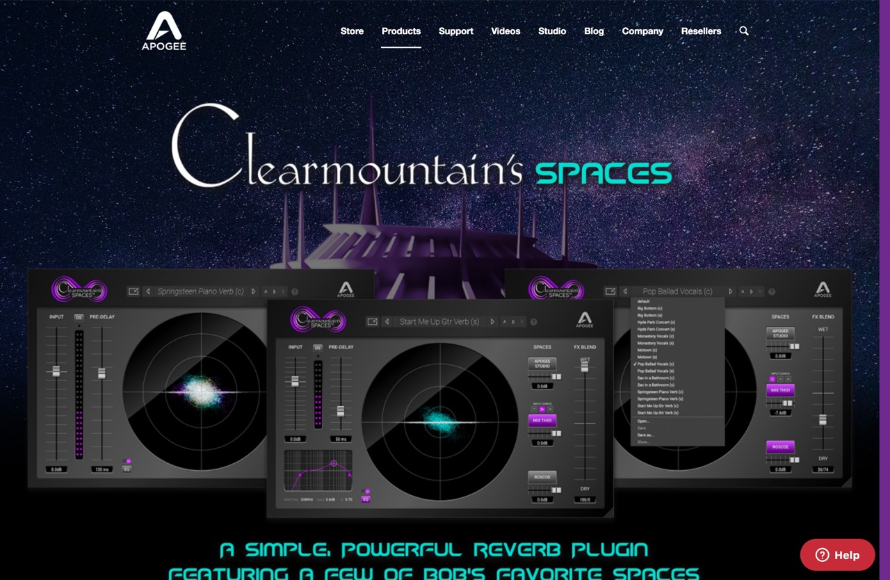 Clearmountain's Spaces - A Simple, Powerful Reverb Plugin - Apogee Electronics