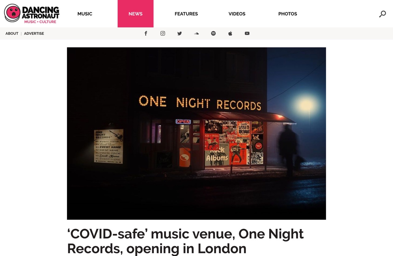 'COVID-safe' music venue, One Night Records, opening in London : Dancing Astronaut