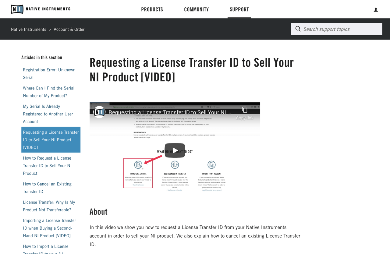 Requesting a License Transfer ID to Sell Your NI Product [VIDEO] – Native Instruments
