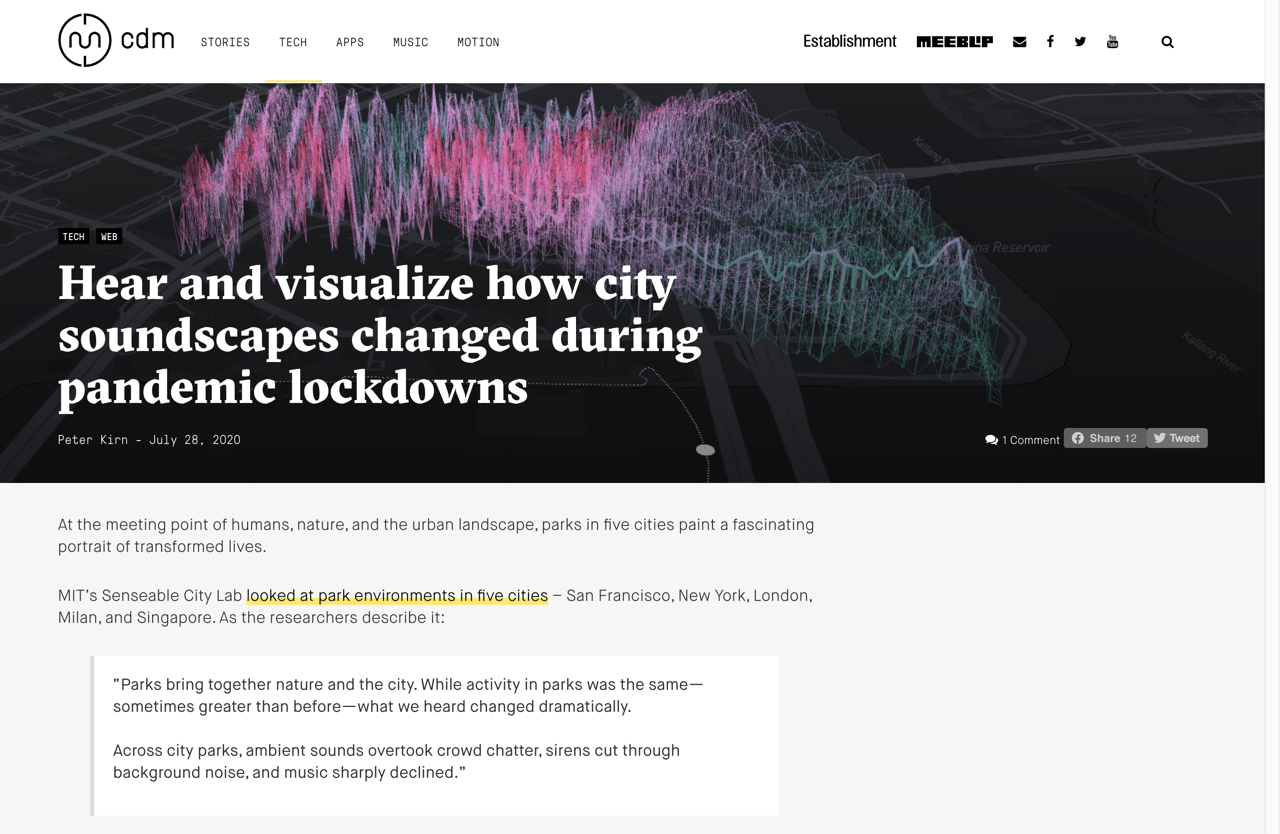 Hear and visualize how city soundscapes changed during pandemic lockdowns - CDM Create Digital Music