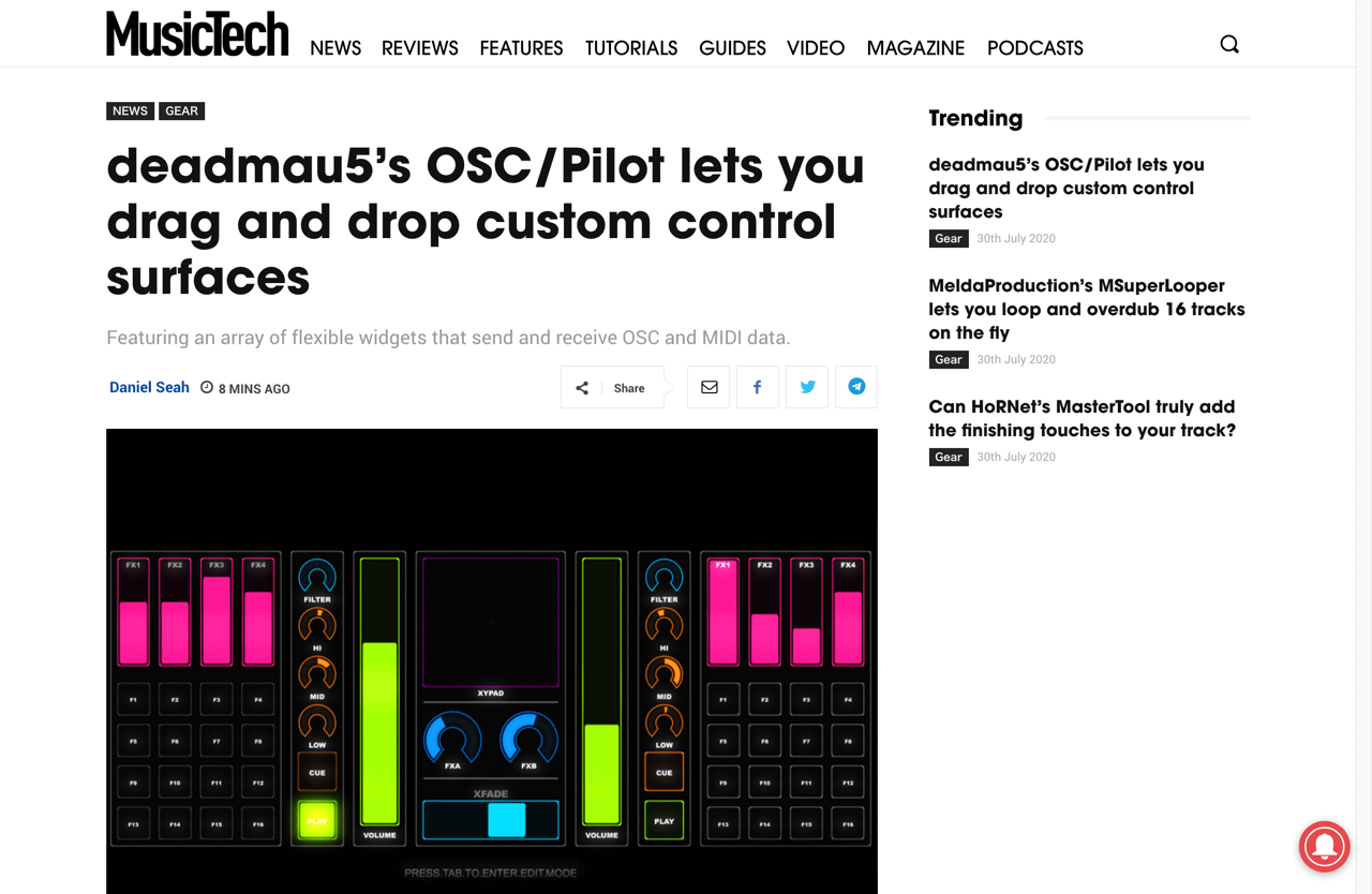 deadmau5’s OSC/Pilot lets you drag and drop custom control surfaces | MusicTech