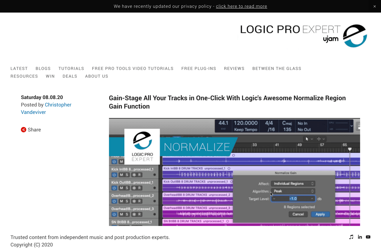 Gain-Stage All Your Tracks in One-Click With Logic's Awesome Normalize Region Gain Function | Logic Pro