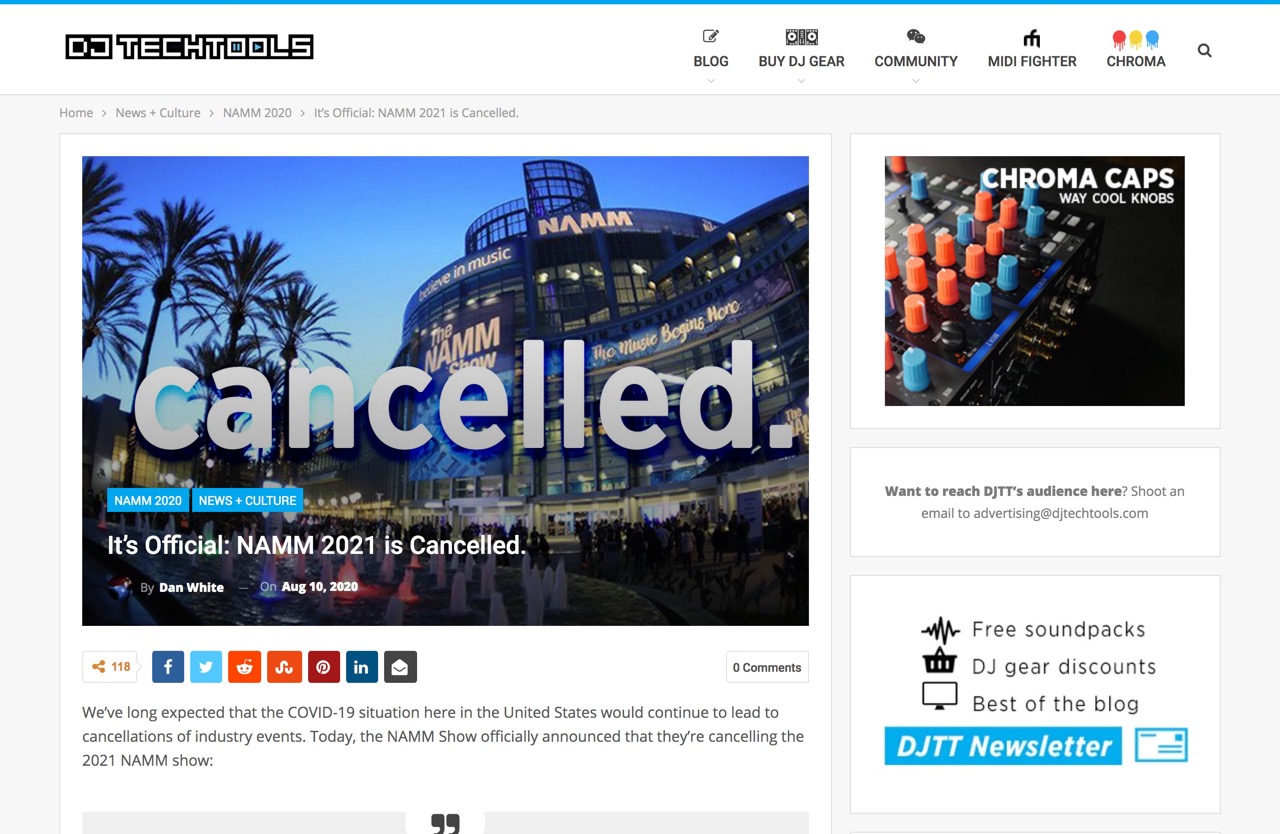 It's Official: NAMM 2021 is Cancelled. - DJ TechTools