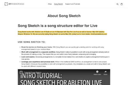 About Song Sketch – XY StudioTools