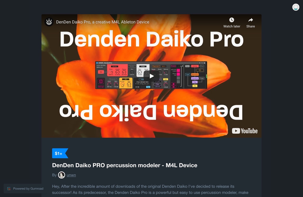 DenDen Daiko PRO percussion modeler - M4L Device