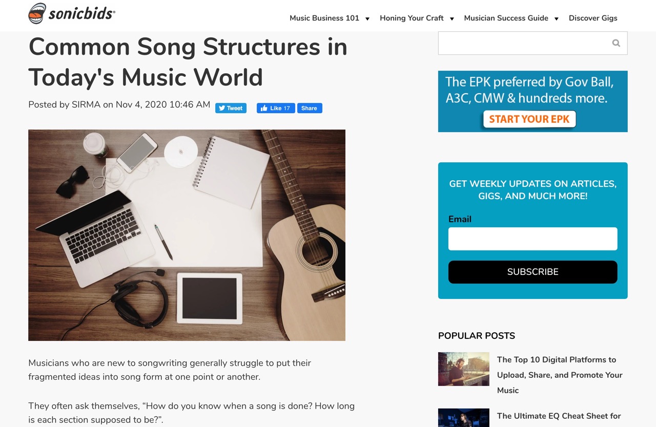 Common Song Structures in Today's Music World