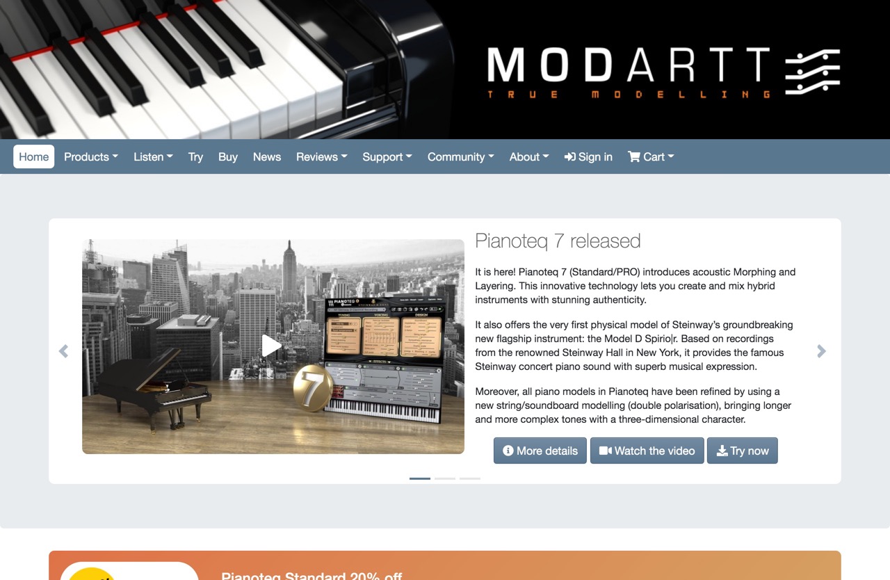 Modartt - Virtual instruments, physically modelled