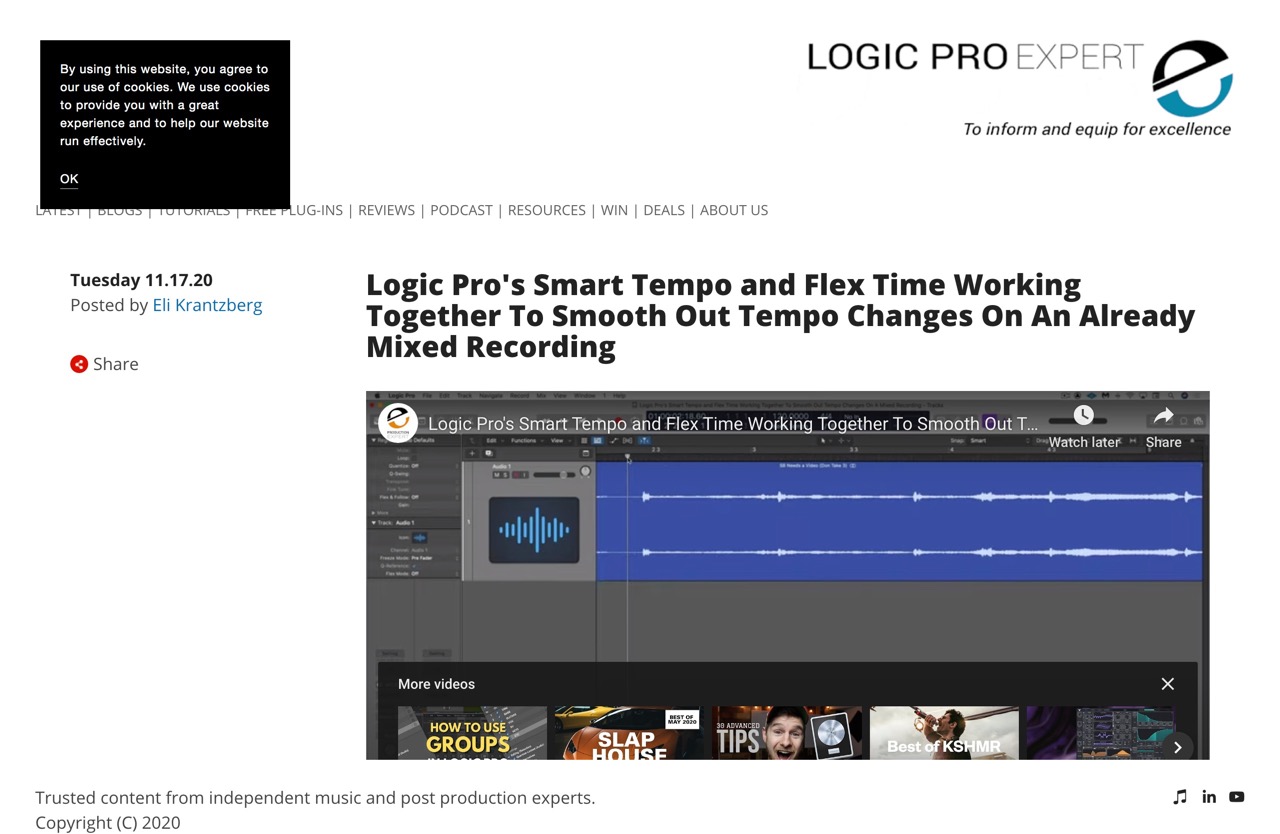 Logic Pro's Smart Tempo and Flex Time Working Together To Smooth Out Tempo Changes On An Already Mixed Recording | Logic Pro