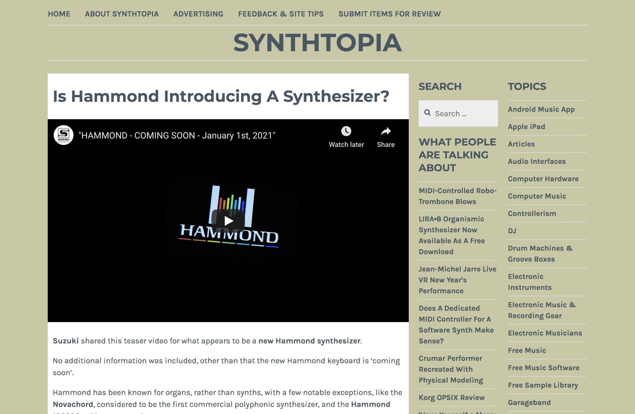 Is Hammond Introducing A Synthesizer? – Synthtopia