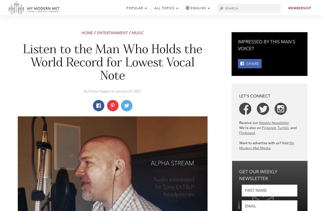 Listen to the Man Who Holds the World Record for Lowest Singing Voice