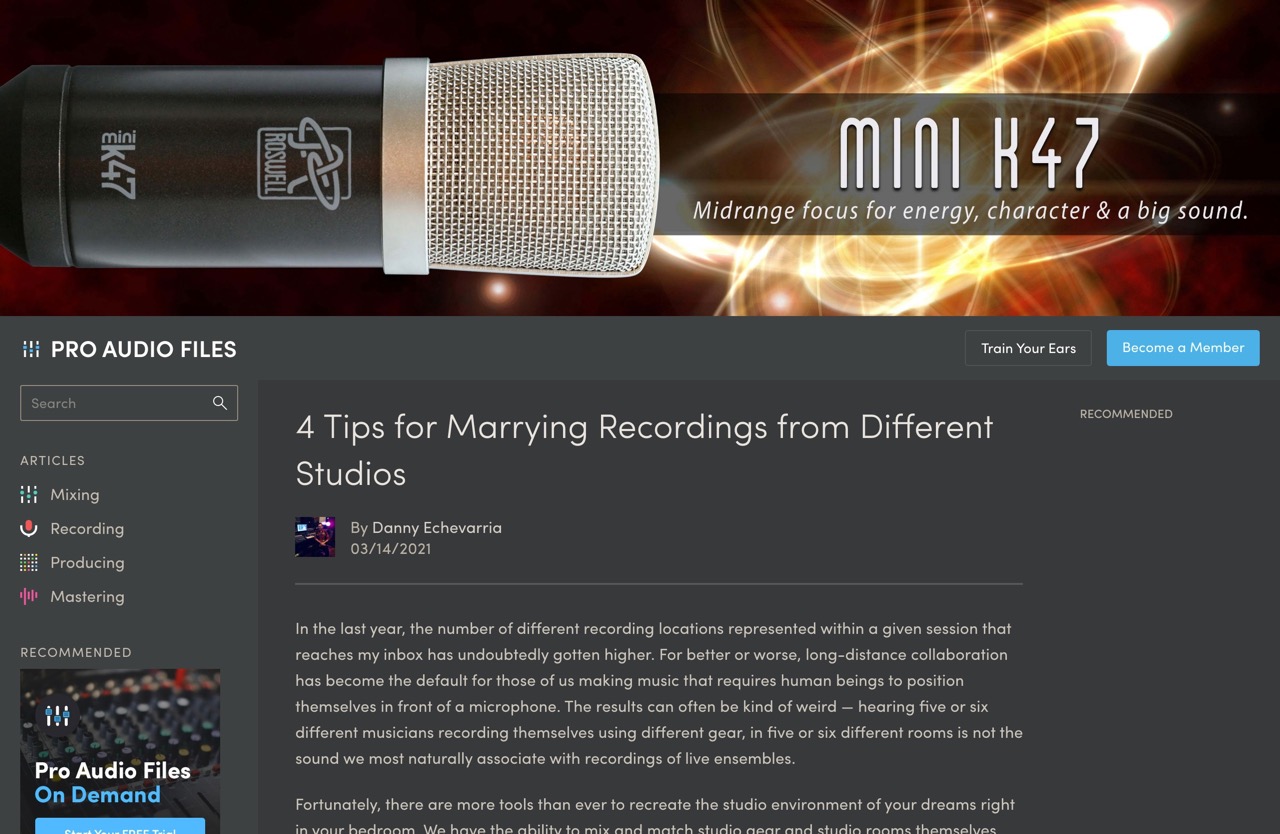 4 Tips for Marrying Recordings from Different Studios — Pro Audio Files