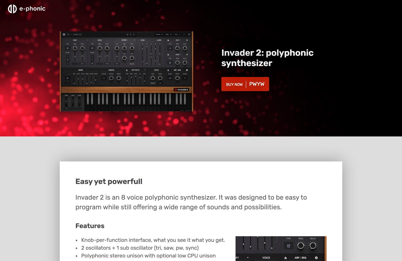 E-Phonic - Invader 2: polyphonic synthesizer