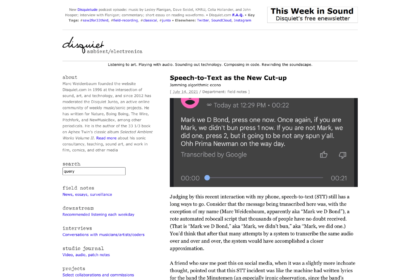 Speech-to-Text as the New Cut-up