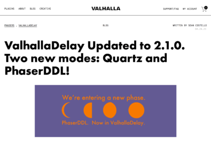 ValhallaDelay Updated to 2.1.0. Two new modes: Quartz and PhaserDDL! - Valhalla DSP